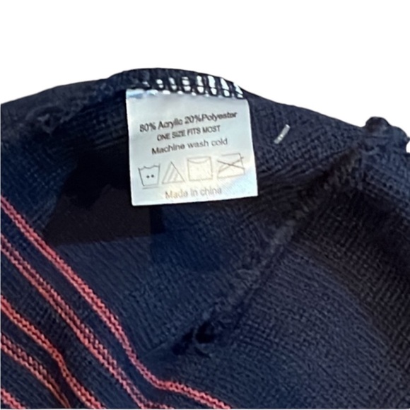 Ironman - ‘Striped Beanie’ with fleece sweat band. Navy/Pink. NWT - Picture 2 of 3